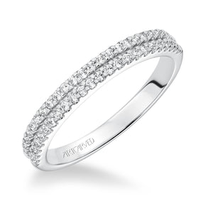 Artcarved Bridal Mounted with Side Stones Classic Halo Diamond Wedding Band Kristen 14K White Gold
