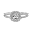 Artcarved Bridal Mounted Mined Live Center Classic One Love Halo Engagement Ring Dorothy 14K White Gold