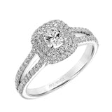 Artcarved Bridal Mounted Mined Live Center Classic One Love Halo Engagement Ring Dorothy 14K White Gold
