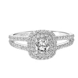 Artcarved Bridal Mounted Mined Live Center Classic One Love Halo Engagement Ring Dorothy 14K White Gold