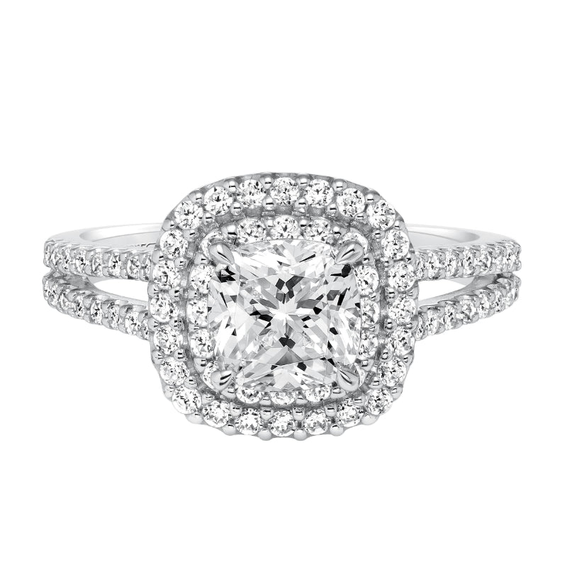 Artcarved Bridal Mounted with CZ Center Classic Halo Engagement Ring Dorothy 14K White Gold