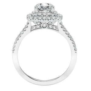 Artcarved Bridal Mounted with CZ Center Classic Halo Engagement Ring Dorothy 14K White Gold