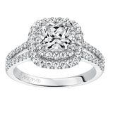 Artcarved Bridal Semi-Mounted with Side Stones Classic Halo Engagement Ring Dorothy 14K White Gold