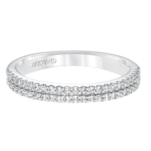 Artcarved Bridal Mounted with Side Stones Classic Halo Diamond Wedding Band Dorothy 14K White Gold