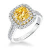 Artcarved Bridal Semi-Mounted with Side Stones Classic Halo Engagement Ring Marigold 14K White Gold Primary & 14K Yellow Gold