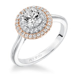 Artcarved Bridal Mounted with CZ Center Classic Halo Engagement Ring Morgan 14K White Gold Primary & 14K Rose Gold