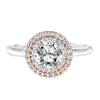 Artcarved Bridal Mounted with CZ Center Classic Halo Engagement Ring Morgan 14K White Gold Primary & 14K Rose Gold