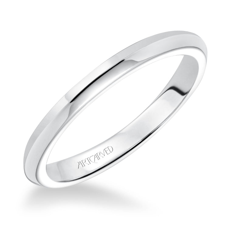 Artcarved Bridal Band No Stones Classic Solitaire Wedding Band Rory 14K White Gold