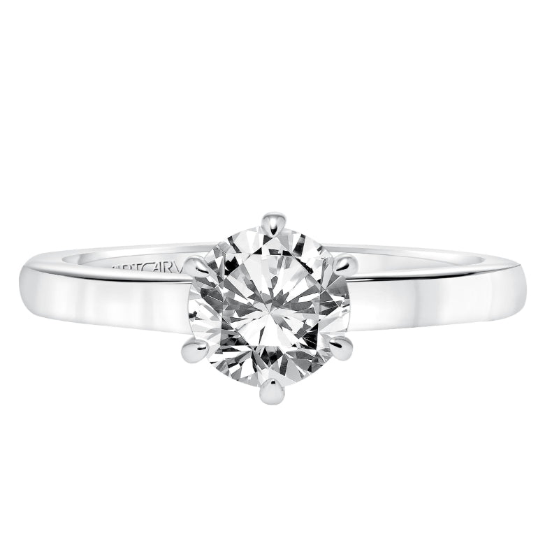 Artcarved Bridal Semi-Mounted with Side Stones Classic Solitaire Engagement Ring Chivon 14K White Gold