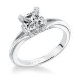 Artcarved Bridal Semi-Mounted with Side Stones Classic Halo Engagement Ring Sienna 14K White Gold