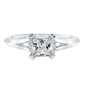 Artcarved Bridal Mounted with CZ Center Classic Halo Engagement Ring Sienna 14K White Gold