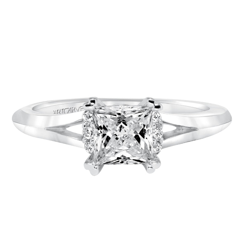 Artcarved Bridal Mounted with CZ Center Classic Halo Engagement Ring Sienna 14K White Gold