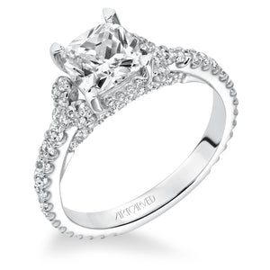 Artcarved Bridal Mounted with CZ Center Classic Engagement Ring Polly 14K White Gold
