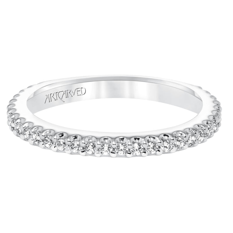 Artcarved Bridal Mounted with Side Stones Classic Diamond Wedding Band Polly 14K White Gold