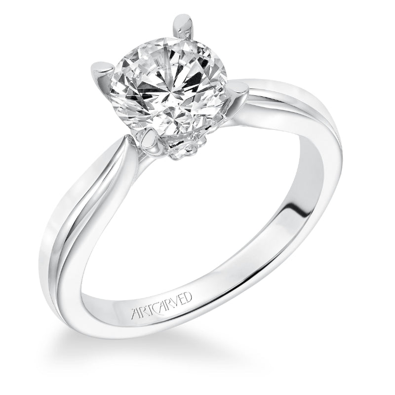 Artcarved Bridal Semi-Mounted with Side Stones Classic Solitaire Engagement Ring Nelly 14K White Gold