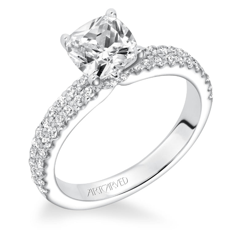 Artcarved Bridal Mounted with CZ Center Classic Diamond Engagement Ring Pippa 14K White Gold