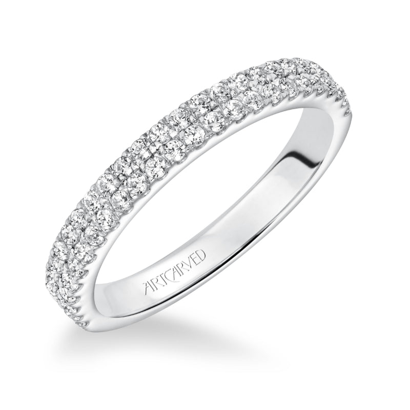 Artcarved Bridal Mounted with Side Stones Classic Diamond Wedding Band Pippa 14K White Gold