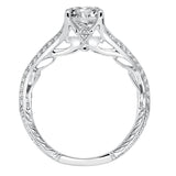 Artcarved Bridal Semi-Mounted with Side Stones Vintage Filigree Diamond Engagement Ring Zelma 14K White Gold