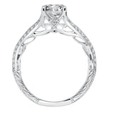 Artcarved Bridal Mounted with CZ Center Vintage Filigree Diamond Engagement Ring Zelma 14K White Gold