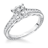 Artcarved Bridal Semi-Mounted with Side Stones Vintage Filigree Diamond Engagement Ring Tilda 14K White Gold