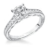 Artcarved Bridal Semi-Mounted with Side Stones Vintage Filigree Diamond Engagement Ring Tilda 14K White Gold