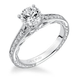 Artcarved Bridal Semi-Mounted with Side Stones Vintage Filigree Diamond Engagement Ring Vi0La 14K White Gold
