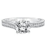 Artcarved Bridal Semi-Mounted with Side Stones Vintage Filigree Diamond Engagement Ring Lavinia 14K White Gold
