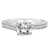 Artcarved Bridal Mounted with CZ Center Vintage Filigree Diamond Engagement Ring Lavinia 14K White Gold