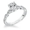 Artcarved Bridal Semi-Mounted with Side Stones Vintage Filigree Diamond Engagement Ring Caraline 14K White Gold