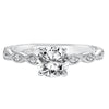 Artcarved Bridal Semi-Mounted with Side Stones Vintage Filigree Diamond Engagement Ring Caraline 14K White Gold