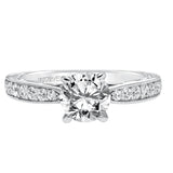Artcarved Bridal Mounted with CZ Center Vintage Filigree Diamond Engagement Ring Geneva 14K White Gold