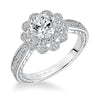 Artcarved Bridal Semi-Mounted with Side Stones Vintage Filigree Halo Engagement Ring Primrose 14K White Gold