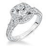 Artcarved Bridal Mounted with CZ Center Vintage Engraved Halo Engagement Ring Lorraine 14K White Gold