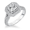 Artcarved Bridal Mounted with CZ Center Vintage Engraved Halo Engagement Ring Delphine 14K White Gold