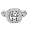 Artcarved Bridal Mounted with CZ Center Vintage Engraved Halo Engagement Ring Delphine 14K White Gold