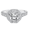 Artcarved Bridal Mounted with CZ Center Vintage Engraved Halo Engagement Ring Wihelmina 14K White Gold