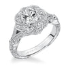 Artcarved Bridal Semi-Mounted with Side Stones Vintage Engraved Halo Engagement Ring Matilda 14K White Gold