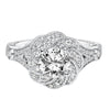 Artcarved Bridal Mounted with CZ Center Vintage Engraved Halo Engagement Ring Matilda 14K White Gold