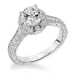 Artcarved Bridal Semi-Mounted with Side Stones Vintage Halo Engagement Ring Winslet 14K White Gold