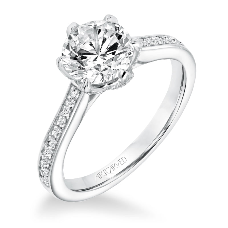 Artcarved Bridal Semi-Mounted with Side Stones Classic Diamond Engagement Ring Milly 14K White Gold
