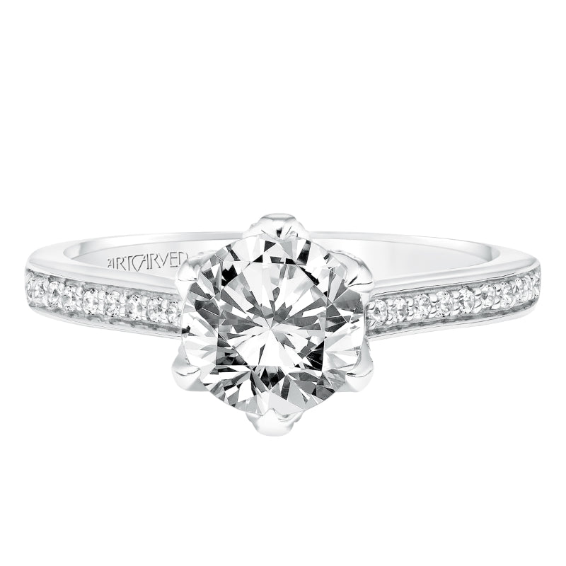 Artcarved Bridal Semi-Mounted with Side Stones Classic Diamond Engagement Ring Milly 14K White Gold