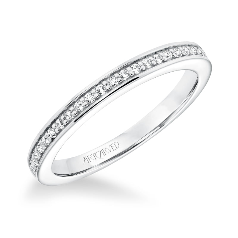 Artcarved Bridal Mounted with Side Stones Classic Diamond Wedding Band Milly 14K White Gold