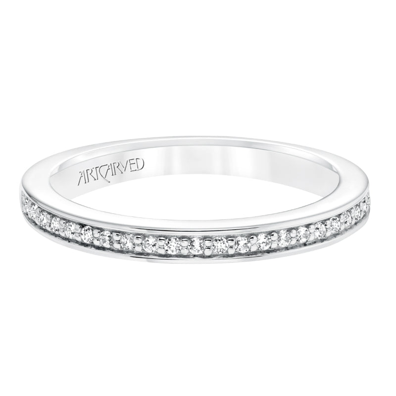 Artcarved Bridal Mounted with Side Stones Classic Diamond Wedding Band Milly 14K White Gold