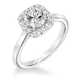 Artcarved Bridal Mounted with CZ Center Classic Halo Engagement Ring Ariana 14K White Gold