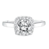 Artcarved Bridal Semi-Mounted with Side Stones Classic Halo Engagement Ring Ariana 14K White Gold