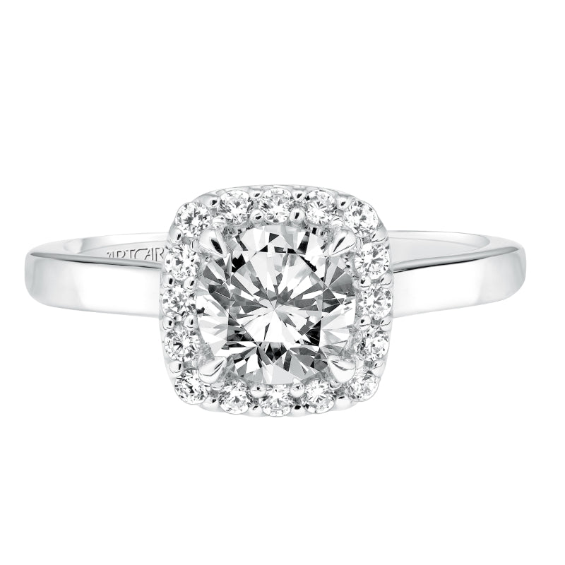 Artcarved Bridal Mounted with CZ Center Classic Halo Engagement Ring Ariana 14K White Gold