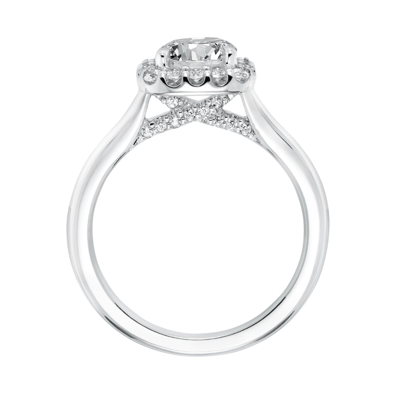 Artcarved Bridal Mounted with CZ Center Classic Halo Engagement Ring Ariana 14K White Gold