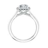 Artcarved Bridal Semi-Mounted with Side Stones Classic Halo Engagement Ring Ariana 14K White Gold
