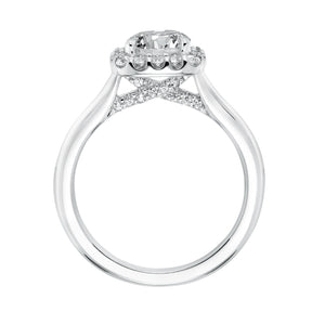 Artcarved Bridal Semi-Mounted with Side Stones Classic Halo Engagement Ring Ariana 14K White Gold