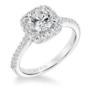 Artcarved Bridal Mounted with CZ Center Classic Halo Engagement Ring Liv 14K White Gold